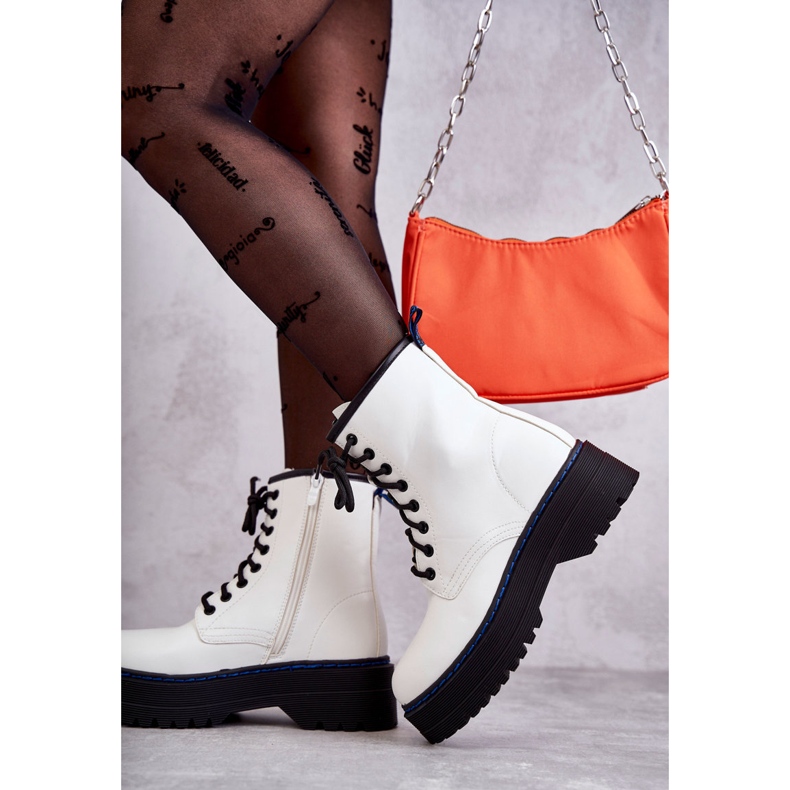 Bottes nouées pour femme Glany White Callie blanc 1