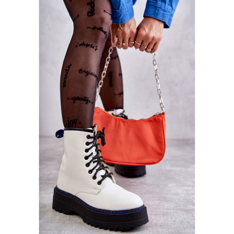 Bottes nouées pour femme Glany White Callie blanc 2
