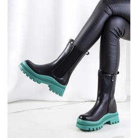 PA1 Bottes noires sur la plate-forme Ruket verte le noir 2