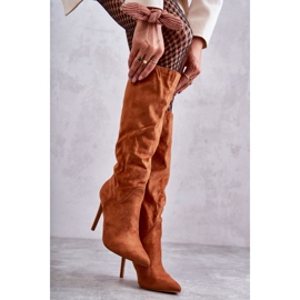 Bottes en daim classiques sur un talon aiguille Ameya camel brun 5
