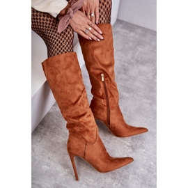 Bottes en daim classiques sur un talon aiguille Ameya camel brun 7