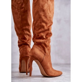 Bottes en daim classiques sur un talon aiguille Ameya camel brun 3