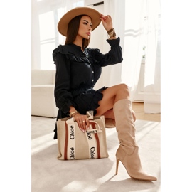 Bottes à Talons Classiques en Daim Beige Ameya 5