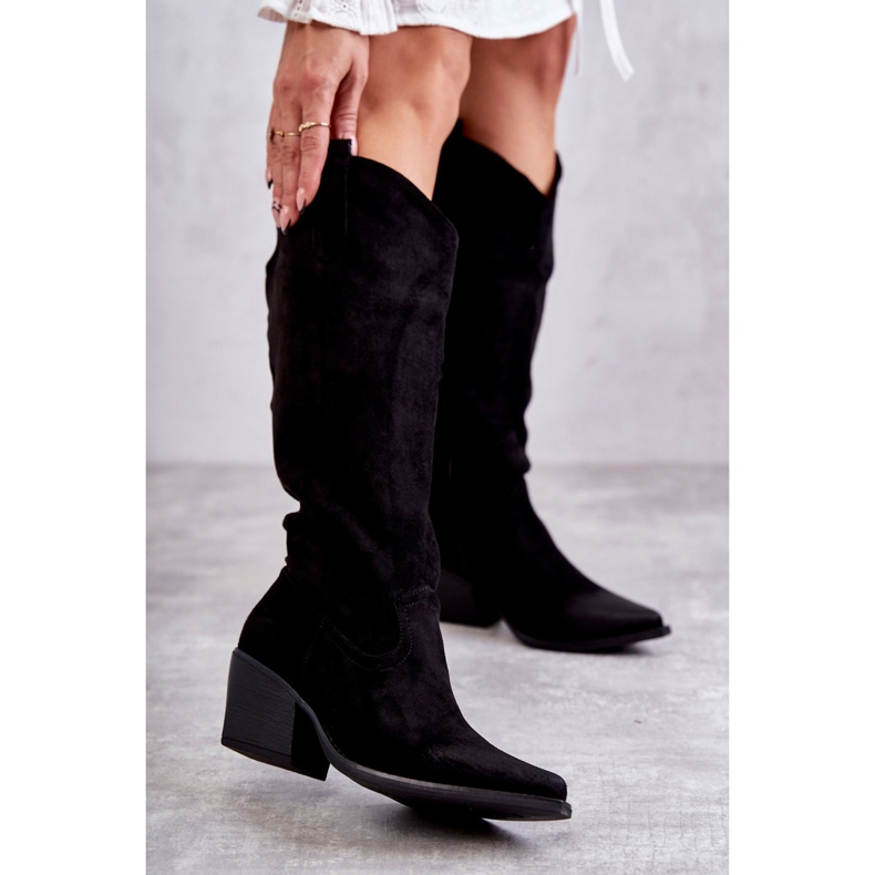 WS1 Santiags en daim Casey noires 1