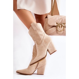 FB1 Santiags Femme en Daim Beige Mindy 5