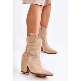 FB1 Santiags Femme en Daim Beige Mindy 1
