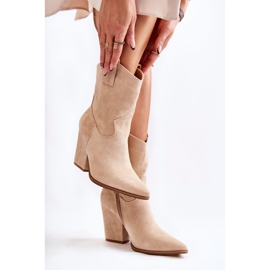 FB1 Santiags Femme en Daim Beige Mindy 3