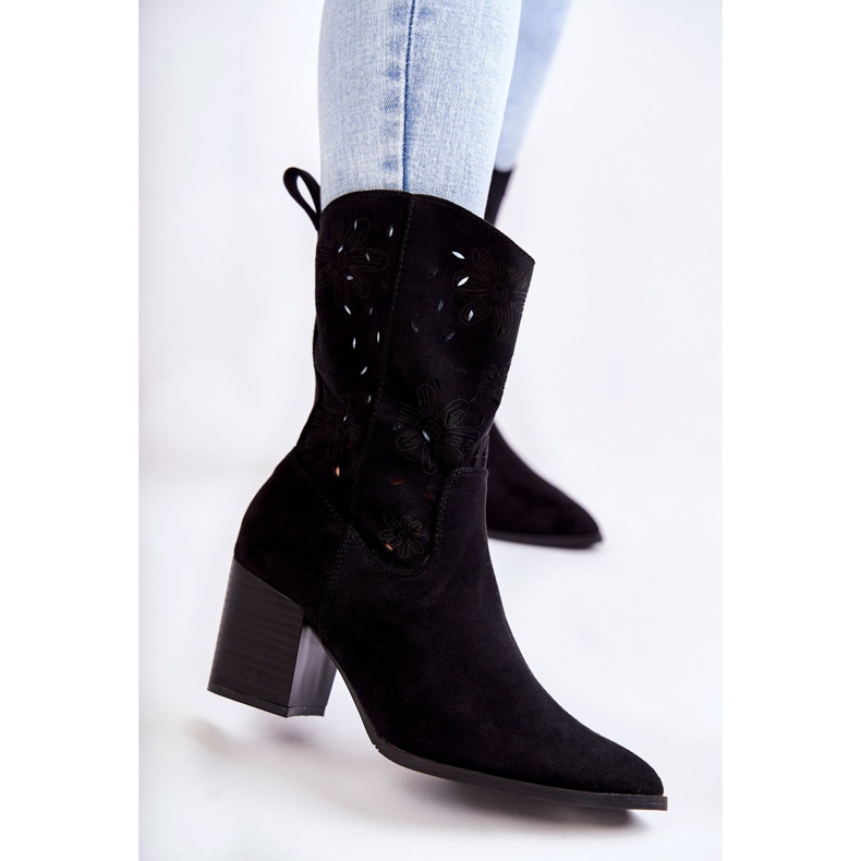Bottes en daim pour femmes avec bottes de cowboy Ariane noires 1
