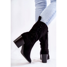 Bottes en daim pour femmes avec bottes de cowboy Ariane noires 2