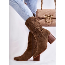 FB1 Santiags Femme Daim Fleurs Kaki Ariane vert 6