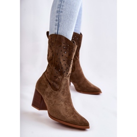 FB1 Santiags Femme Daim Fleurs Kaki Ariane vert 1