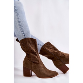 FB1 Santiags Femme Daim Fleurs Kaki Ariane vert 8