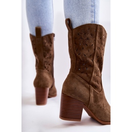 FB1 Santiags Femme Daim Fleurs Kaki Ariane vert 5