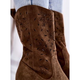 FB1 Santiags Femme Daim Fleurs Kaki Ariane vert 7