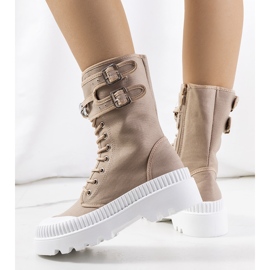 BM Baskets marron avec chaîne Taus brun kaki vert 2