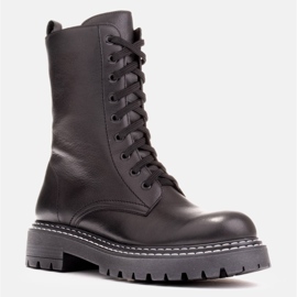 Marco Shoes Bottines à lacets avec dessous ourlé noir 1