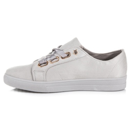 Ideal Shoes Baskets en daim avec ruban gris 2