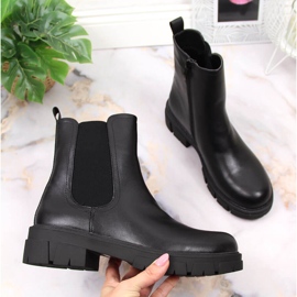 S.Barski Bottines noires pour femme Bottines Jodhpur à plateforme par S. Barski le noir 1