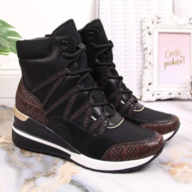 Baskets compensées noires femme Potocki le noir 2