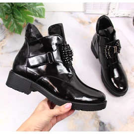 Boots femme à nœud Potocki noir laqué le noir 1