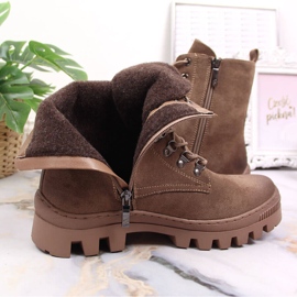 Bottes pour femmes, bottes en daim marron Potocki brun 4