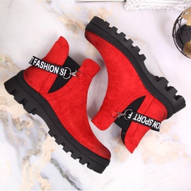 Bottines femme en daim sur plateforme Potocki rouge 3