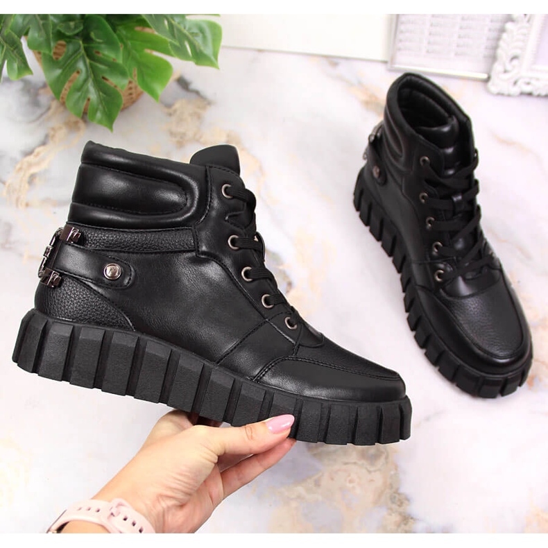 Travailleurs de la plate-forme pour femmes avec décoration Potocki noire le noir 1