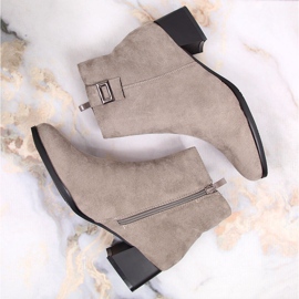M. DASZYŃSKI Bottes chaudes pour femmes en daim gris Daszyński SAN3A 3