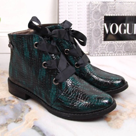 M. DASZYŃSKI Bottes laquées pour femmes isolées vert croco Daszyński SAN5B 1