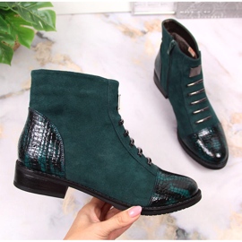 M. DASZYŃSKI Bottes pour femmes isolées vertes Daszyński SAN6 vertes avec fermeture éclair 1