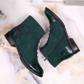 M. DASZYŃSKI Bottes pour femmes isolées vertes Daszyński SAN6 vertes avec fermeture éclair 4