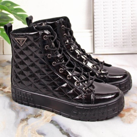 Bottes isolées matelassées en cuir noir pour femmes Filippo PAW369 3