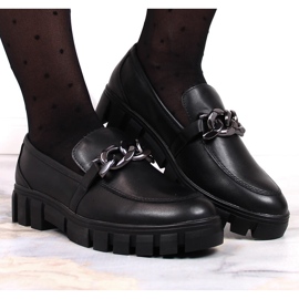 Mocassins pour femmes sur une plate-forme avec une chaîne noire Sergio Leone le noir 4
