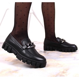 Mocassins pour femmes sur une plate-forme avec une chaîne noire Sergio Leone le noir 3