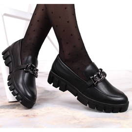 Mocassins pour femmes sur une plate-forme avec une chaîne noire Sergio Leone le noir 2