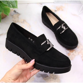 Mocassins pour femmes sur la plate-forme en daim écologique noir Sergio Leone le noir 2