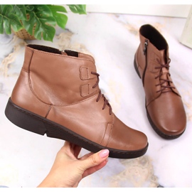 Bottes en cuir marron confortables pour femmes isolées marron Łukbut LUK1816B brun 1
