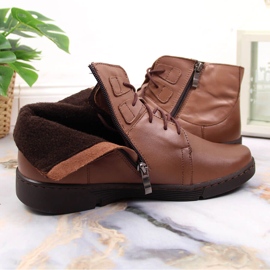 Bottes en cuir marron confortables pour femmes isolées marron Łukbut LUK1816B brun 4