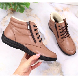 Bottes en cuir marron confortables pour femmes Łukbut LUK724B brun 1