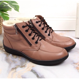 Bottes en cuir marron confortables pour femmes Łukbut LUK724B brun 2