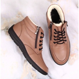 Bottes en cuir marron confortables pour femmes Łukbut LUK724B brun 3