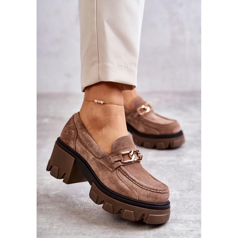 PL5 Talons Hauts En Daim Avec Décoration Lurdes Marron Doré beige 1