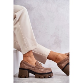 PL5 Talons Hauts En Daim Avec Décoration Lurdes Marron Doré beige 7