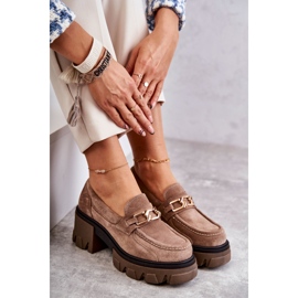 PL5 Talons Hauts En Daim Avec Décoration Lurdes Marron Doré beige 9