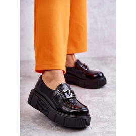 PL5 Chaussures en cuir à la mode sur la plateforme Black Marsol le noir 1