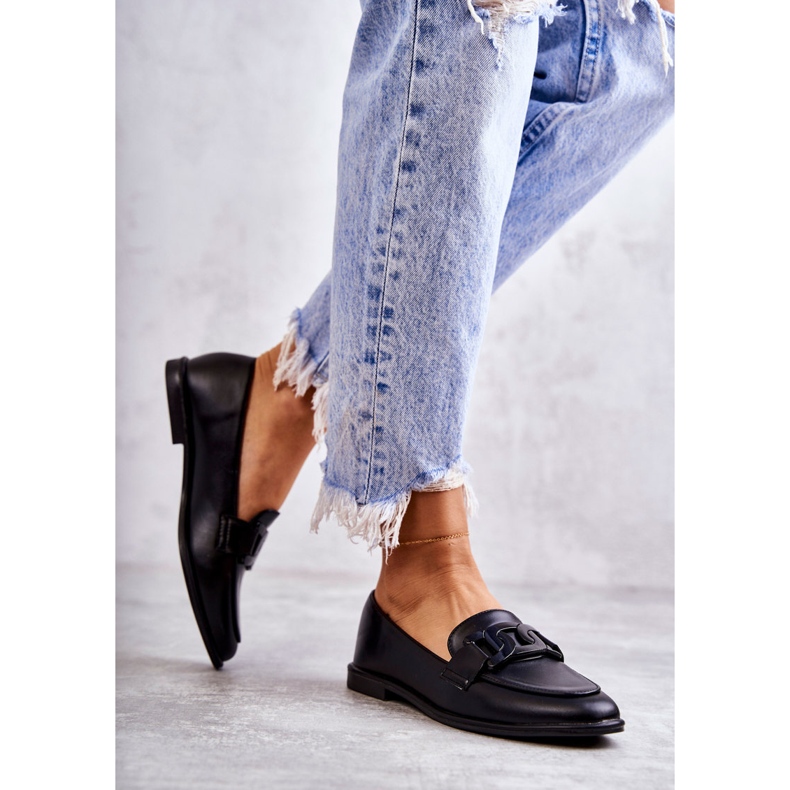 FB2 Mocassins Femme En Cuir Avec Décoration Kerrie Noire 1