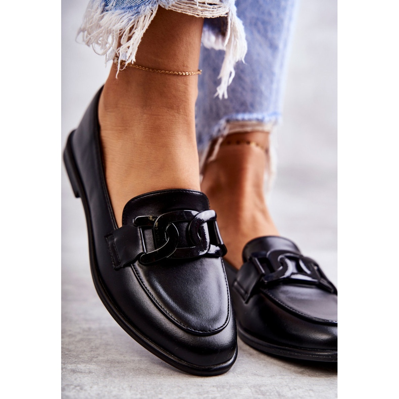 FB2 Mocassins Femme En Cuir Avec Décoration Kerrie Noire 2