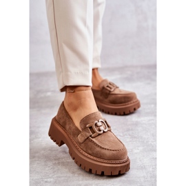 FB2 Richelieus pour femmes en daim avec décoration Leeza beige foncé 1