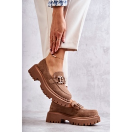 FB2 Richelieus pour femmes en daim avec décoration Leeza beige foncé 2