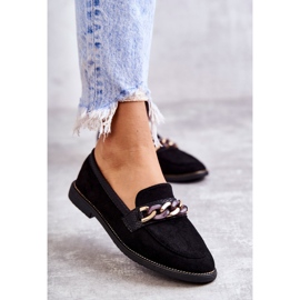 FB2 Mocassins en daim avec chaîne pour femmes Noir Nollies le noir 1